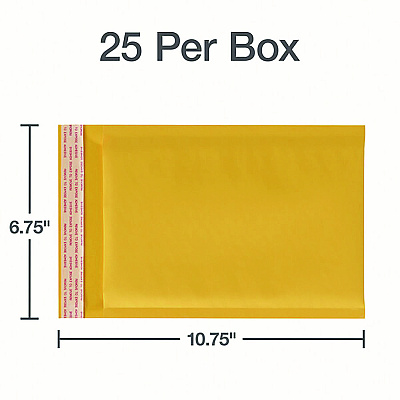 Quality Park Kraft Bubble Mailers, #0, Barrier Bubble Cushion, Redi-Seal Adhesive Closure, 6 x 9, Brown Kraft, 25/Pack (QUA95001)