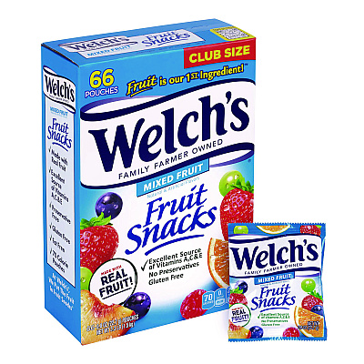 Welch's Fruit Snacks, Mixed Fruit, 0.8 oz Pouch, 66 Pouches/Box (GRR20900320)