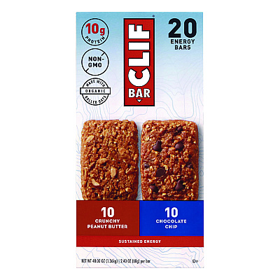 CLIF Bar Energy Bar, Chocolate Chip/Crunchy Peanut Butter, 2.4 oz, 20/Box (GRR22000438)