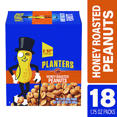 Planters Honey Roasted Peanuts, 1.75 oz Tube, 18/Box (GRR20900625)