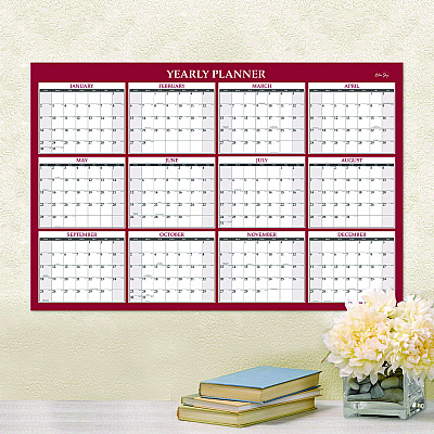 Blue Sky Classic Red Laminated Erasable Wall Calendar, 48 x 32, White/Red/Gray Sheets, 12-Month (Jan to Dec): 2026 (100034)