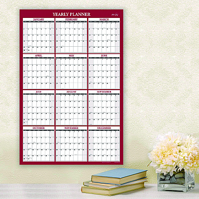 Blue Sky Classic Red Laminated Erasable Wall Calendar, 48 x 32, White/Red/Gray Sheets, 12-Month (Jan to Dec): 2026 (100034)