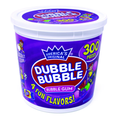 Dubble Bubble Bubble Gum Assorted Flavor Twist Tub, 300 Pieces/Tub, 1 Tub/Carton (GRR22000223)