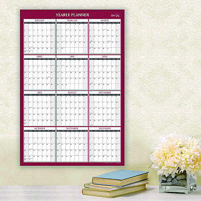 Blue Sky Classic Red Laminated Erasable Wall Calendar, 36 x 24, White/Red/Gray Sheets, 12-Month (Jan to Dec): 2026 (116054)
