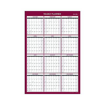 Blue Sky Classic Red Laminated Erasable Wall Calendar, 36 x 24, White/Red/Gray Sheets, 12-Month (Jan to Dec): 2026 (116054)