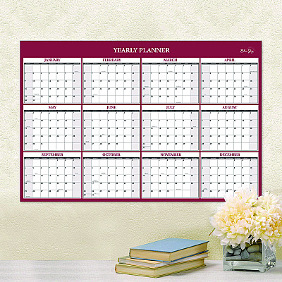 Blue Sky Classic Red Laminated Erasable Wall Calendar, 36 x 24, White/Red/Gray Sheets, 12-Month (Jan to Dec): 2026 (116054)