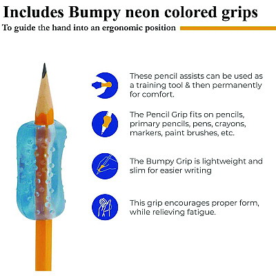 TPG Creations Bumpy Pencil Grip. 0.6" Long, Assorted Neon Colors, 72/Carton (TPG12072)
