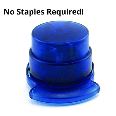 TPG Creations Staple-Free Stapler, 5-Sheet Capacity, 0.5" Throat Depth, Blue, 24/Carton (TPG13324)