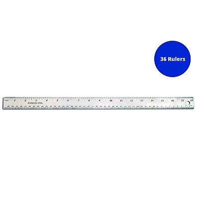 TPG Creations Stainless Steel Ruler, Standard/Metric, 18" Long, Silver, 36/Carton (TPG15836)