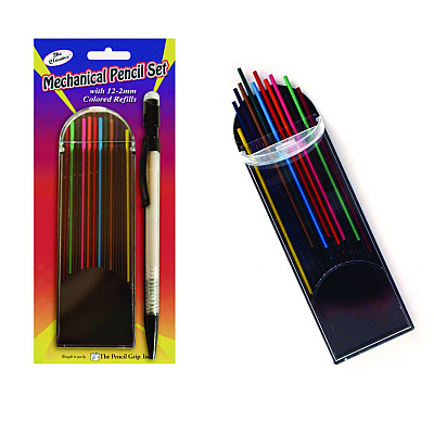 TPG Creations Mechanical Color Pencil Set, 2 mm, 12 Assorted Lead Refills, Gray Barrel, 72/Carton (TPG33072)