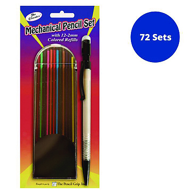 TPG Creations Mechanical Color Pencil Set, 2 mm, 12 Assorted Lead Refills, Gray Barrel, 72/Carton (TPG33072)