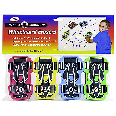 TPG Creations Magnetic Racecar Whiteboard Eraser, 4.5 x 2.6 x 1, 4/Pack, 24 Packs/Carton (TPG35824)