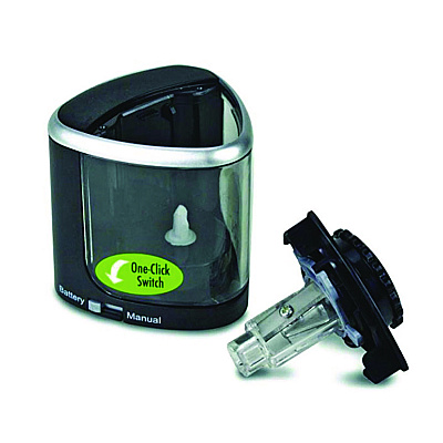TPG Creations 2-in-1 Sharpener, Battery/Manual-Powered, 6.13 x 3, Black, 24/Carton (TPG36424)