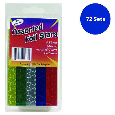 TPG Creations Foil Star Stickers, Assorted Colors, 55/Sheet, 8 Sheets/Pack, 72 Packs/Carton (TPG46172)