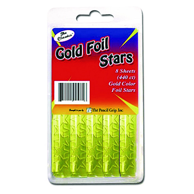 TPG Creations Foil Star Stickers, Gold, 55/Sheet, 8 Sheets/Pack, 72 Packs/Carton (TPG46472)
