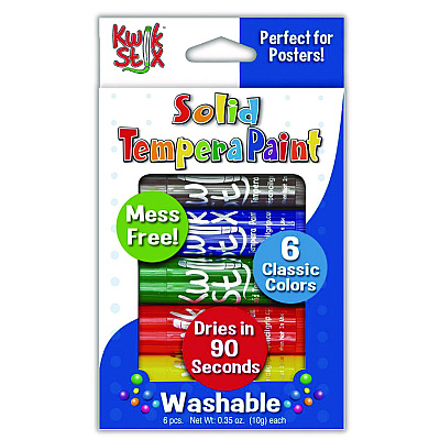TPG Creations Kwik Stix Tempera Paint Set, 0.7" x 3.5", Assorted, 6 Sticks/Pack, 24 Packs/Carton (TPG60124)