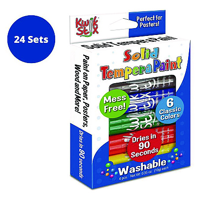 TPG Creations Kwik Stix Tempera Paint Set, 0.7" x 3.5", Assorted, 6 Sticks/Pack, 24 Packs/Carton (TPG60124)