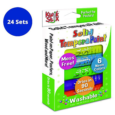 TPG Creations Kwik Stix Tempera Paint Set, 6 Assorted Neon Colors, 6/Set, 24 Sets/Carton (TPG61024)