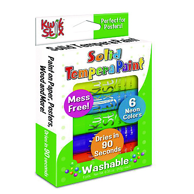 TPG Creations Kwik Stix Tempera Paint Set, 6 Assorted Neon Colors, 6/Set, 24 Sets/Carton (TPG61024)