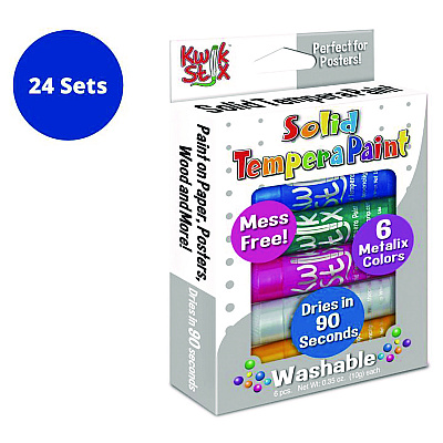 TPG Creations Kwik Stix Tempera Paint Set, 6 Assorted Metallic Colors, 6/Set, 24 Sets/Carton (TPG61324)