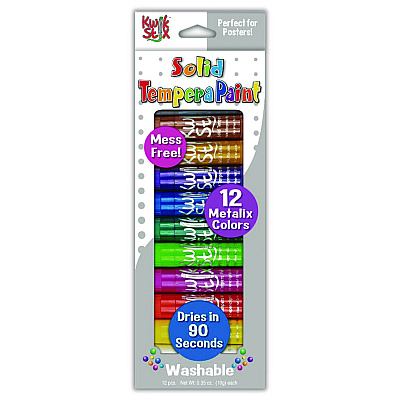 TPG Creations Kwik Stix Tempera Paint Set, 12 Assorted Metallic Colors, 12/Set, 12 Sets/Carton (TPG61412)