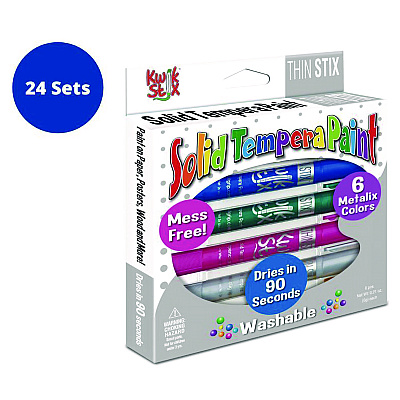 TPG Creations Thin Stix Tempera Paint Set, 6 Assorted Metallic Colors, 6/Set, 24 Sets/Carton (TPG61924)