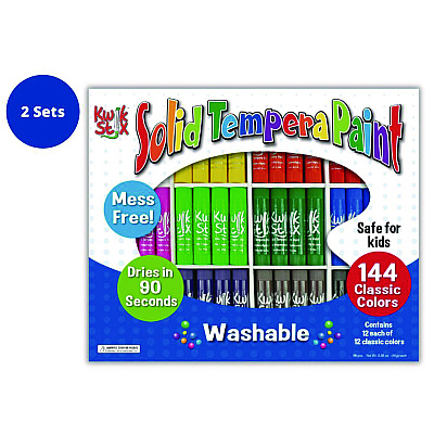 TPG Creations Kwik Stix Tempera Paint Set, 12 Assorted Classic Colors, 144/Pack, 2 Packs/Carton (TPG64402)