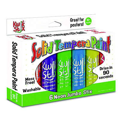 TPG Creations Jumbo Kwik Stix Tempera Paint Set, 6 Assorted Neon Colors, 6/Pack, 12 Packs/Carton (TPG64512)