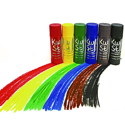 TPG Creations Kwik Stick Tempera Paint, 6 Assorted Classic Colors, 6/Pack, 12 Packs/Carton (TPG64612)