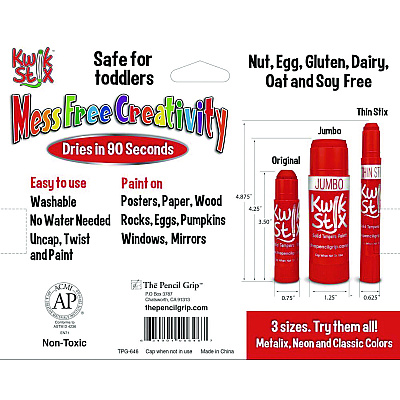 TPG Creations Kwik Stick Tempera Paint, 6 Assorted Metallic Colors, 6/Pack, 12 Packs/Carton (TPG64712)