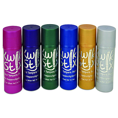 TPG Creations Kwik Stick Tempera Paint, 6 Assorted Metallic Colors, 6/Pack, 12 Packs/Carton (TPG64712)