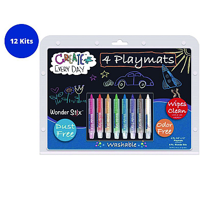 TPG Creations Wonder Stix Playmat Kit, 8 Assorted Pastel Wonderstix and 4 Playmats/Pack, 12 Packs/Carton (TPG64812)