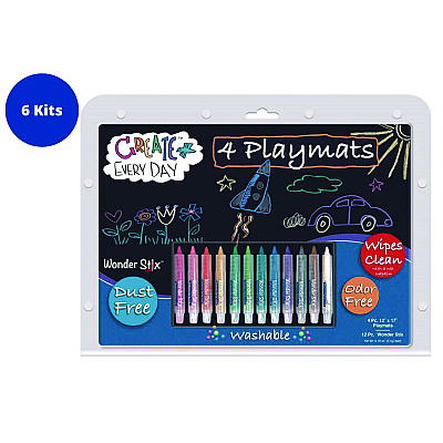 TPG Creations Wonder Stix Playmat Kit, 12 Assorted Pastel Wonderstix and 4 Playmats/Pack, 12 Packs/Carton (TPG64906)