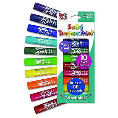 TPG Creations Kwik Stix Tempera Paint Set, 10 Assorted Jewel Tones Colors, 10/Pack, 12 Packs/Carton (TPG67812)