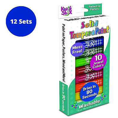 TPG Creations Kwik Stix Tempera Paint Set, 10 Assorted Jewel Tones Colors, 10/Pack, 12 Packs/Carton (TPG67812)