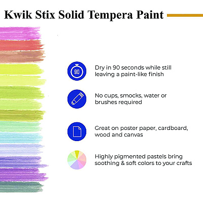 TPG Creations Kwik Stix Tempera Paint Set, 10 Assorted Pastel Colors, 10/Set, 12 Sets/Carton (TPG68012)