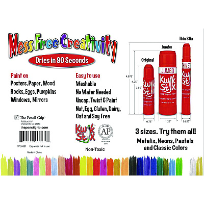 TPG Creations Kwik Stix Tempera Paint Set, 30 Assorted Colors, 30/Pack, 6 Packs/Carton (TPG68106)
