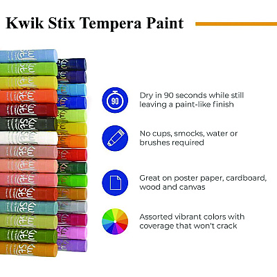 TPG Creations Kwik Stix Tempera Paint Set, 30 Assorted Colors, 30/Pack, 6 Packs/Carton (TPG68106)