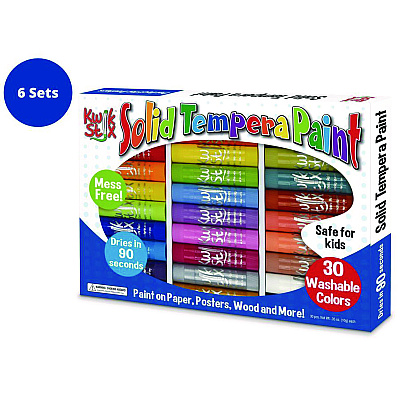 TPG Creations Kwik Stix Tempera Paint Set, 30 Assorted Colors, 30/Pack, 6 Packs/Carton (TPG68106)