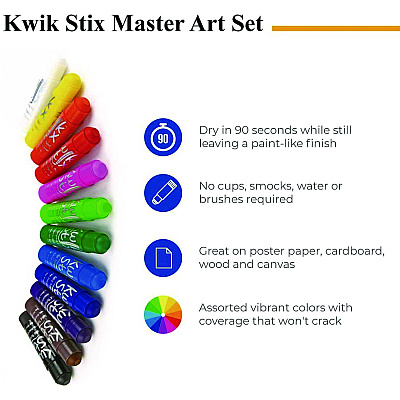 TPG Creations Kwik Stix Tempera Paint Set, 60 Assorted Colors, 60/Pack, 3 Packs/Carton (TPG69003)
