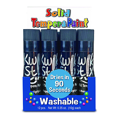 TPG Creations Kwik Stix Single Color Pack, 0.7" x 3.5", Black, 12/Pack, 12 Packs/Carton (TPG6001012)
