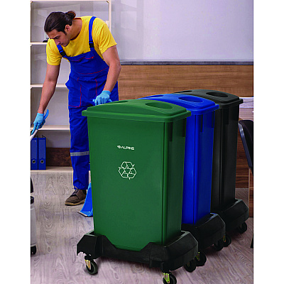 Alpine Rectangular Trash Can Dolly, 200 lb Capacity, 8.2 x 24.4 x 15.7, Black (ALHALP477DOLLY)