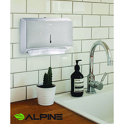 Alpine Horizontal C-Fold/Multi-Fold Paper Towel Dispenser, 7.08 x 3.93 x 10.82, Brushed Nickel (ALHALP481S)