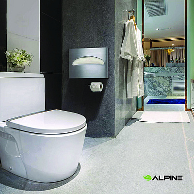 Alpine Stainless Steel Brushed Half-Fold Toilet Seat Cover Dispenser, 15.7 x 2 x 11.8 (ALHALP483)