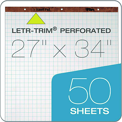 TOPS Easel Pads, Quadrille Rule (1 sq/in), 27 x 34, White, 50 Sheets, 4/Carton (TOP7900)