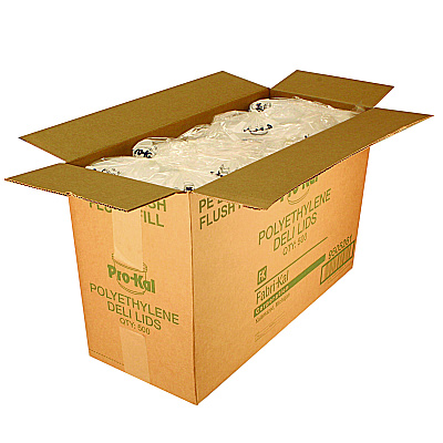 Fabri-Kal Pro Kal Polyethylene Flush Fill Round Deli Lids, 4.6" Diameter, Clear, 500/Carton (FABPELID)