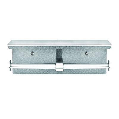 Alpine Double Post Toilet Paper Holder with Shelf Storage Rack, 3.87 x 10.5 x 3.95, Brushed Stainless Steel (ALHALP487B)