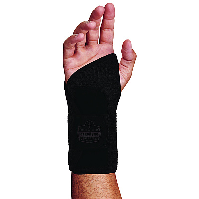 ergodyne ProFlex 4005 Wrist Brace Support with Single Strap, Small, Fits Right Hand, Black (EGO70144)