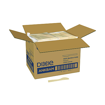Dixie Bamboo Cutlery, Knife, Light Golden, 100/Pack, 10 Packs/Carton (DXEANKBAM)