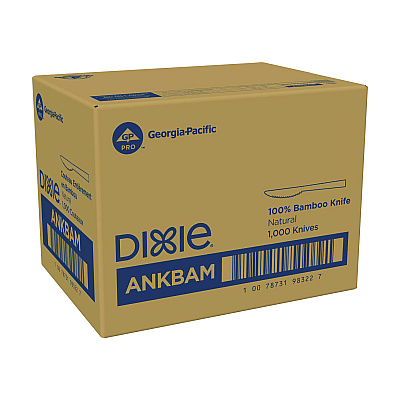 Dixie Bamboo Cutlery, Knife, Light Golden, 100/Pack, 10 Packs/Carton (DXEANKBAM)